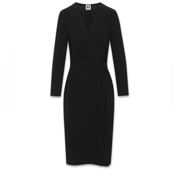 Anne Klein Black Faux Wrap Dress. Long Sleeve, Anove Knee Length Women’s Size L - Picture 3 of 5